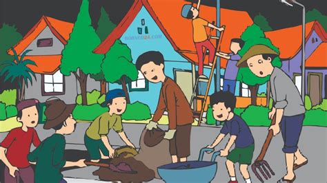 Gambar Gotong Royong Di Masyarakat Kartun - 52+ Koleksi Gambar