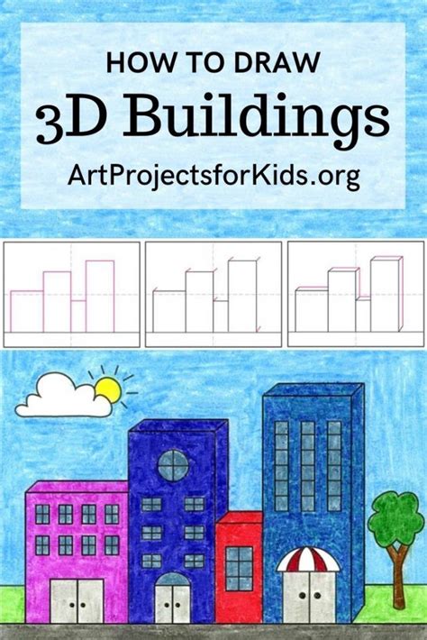 Learn how to draw 3D Buildings with this easy step by step tutorial. #artprojects # ...