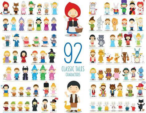 Kids Vector Characters Collection. Set of 92 Classic Tales Characters in cartoon style 24887973 ...