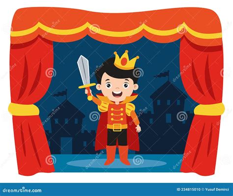 Theater Scene with Cartoon Characters Stock Vector - Illustration of girl, fairytale: 234815010