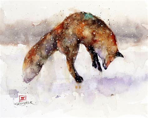 Fox Painting Original watercolor Animal Art Art & Collectibles Watercolor trustalchemy.com