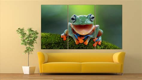 Frog wall art frog poster green frog canvas art nursery | Etsy