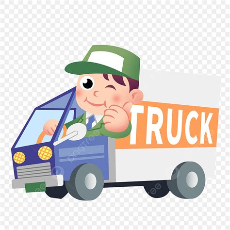 Truck Driver Clipart PNG Images, Cartoon Hand Drawn Open Truck Driver Character Design, Cartoon ...