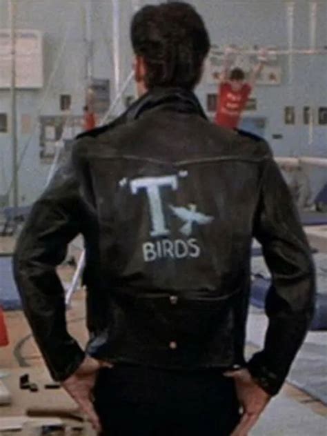 Grease John Travolta T-Birds Black Leather Jacket