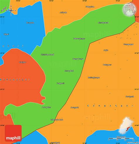 Political Simple Map of Bahawalnagar