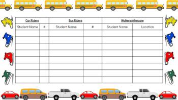 Transportation Chart - EDITABLE by Rebecca Emig | TPT