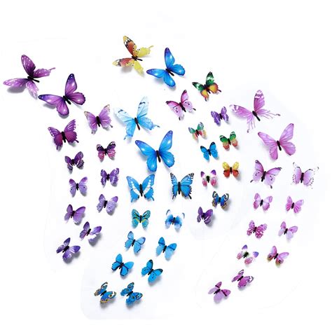 48 pieces Bright 3D luminous butterfly Wall Decoration Decals Butterfly stickers Kindergarten ...