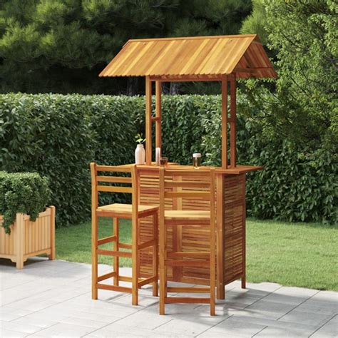 Hexa Solid Wood Garden Bar Table And Bar Chairs With Backrest | Furniture in Fashion