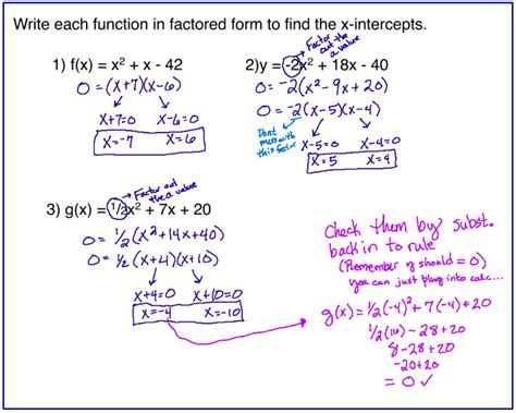 2) Factored/Intercept Form