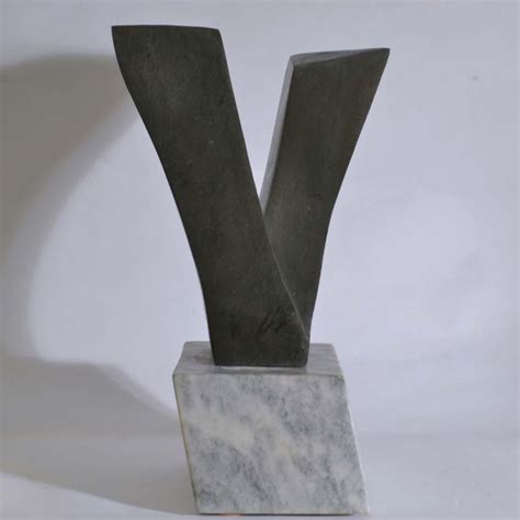 Minimalist Abstract Sculpture in Hard Stone on Sculptural Carrara Marble Plinth at 1stDibs