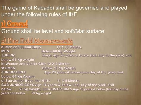 COURT DIMENSIONS& RULES AND REGULATIONS OF KABADDI | PPT