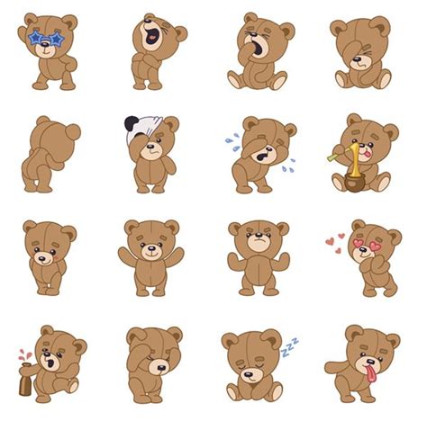 Teddy Bear stickers for IMO on Behance | Teddy bear cartoon, Bear character design, Teddy bear ...