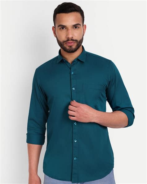 Buy Men's Turquoise Slim Fit Shirt Online at Bewakoof