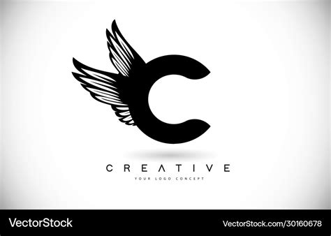 C letter logo with wings creative wing letter c Vector Image