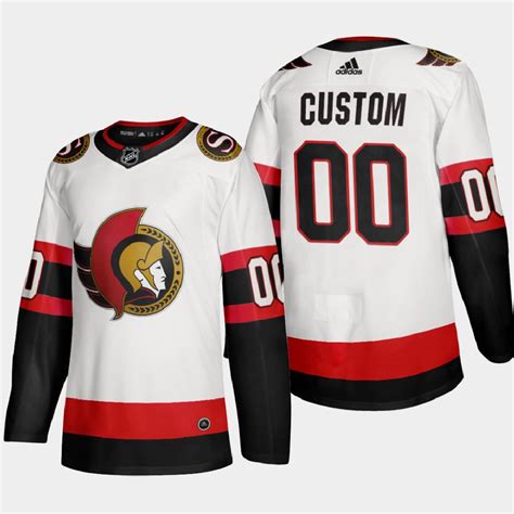 Ottawa Senators Custom Men's Adidas 2020-21 Authentic Player Away Stitched NHL Jersey White on ...