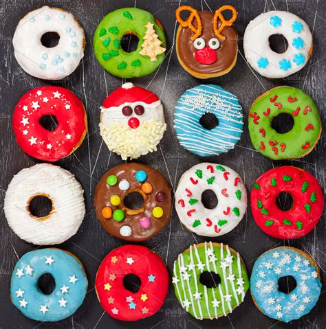 Set of Christmas donuts | High-Quality Food Images ~ Creative Market