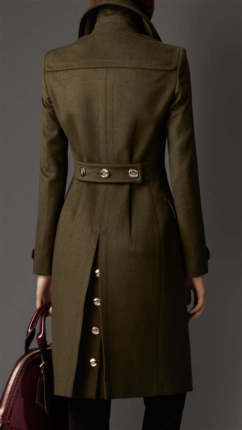 Burberry Wool Cashmere Military Coat in Green - Lyst