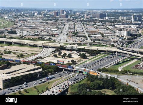 Aerial view of Dallas, Texas, from the Reunion Tower Observation Deck ...