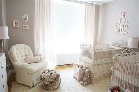 Pink, Ivory and Grey Twin Girls Nursery - Project Nursery