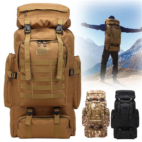 80L Large Capacity Waterproof Hiking Backpack Travel Backpack Military ...