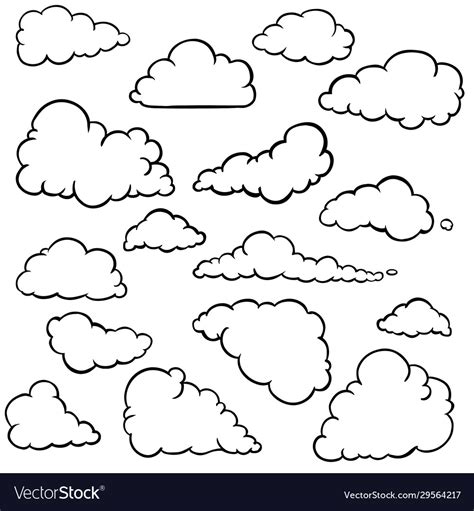 Set outline clouds Royalty Free Vector Image - VectorStock