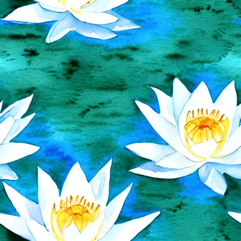 Lotus Flowers Watercolor Pastal Light Blue Background · Creative Fabrica