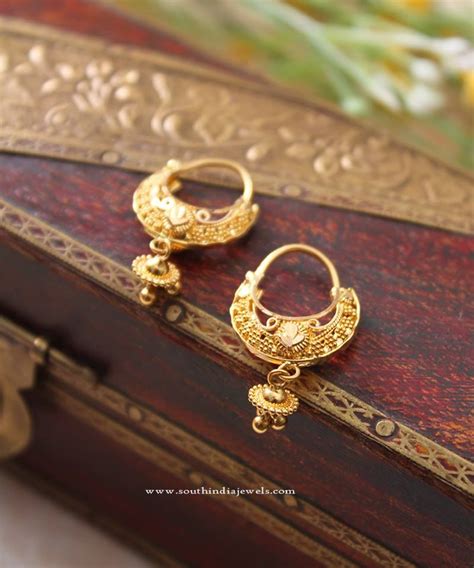 Indian Gold Hoop Earrings - South India Jewels