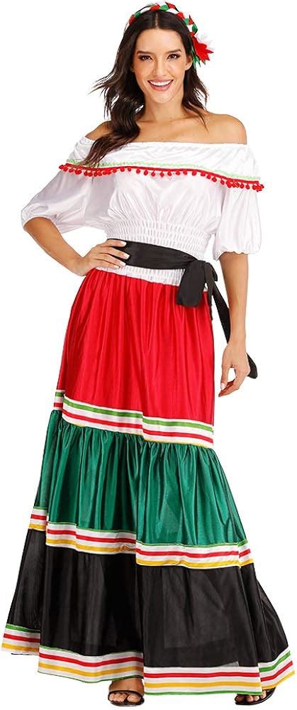 PGOND Girls Mexican Traditional Dress Party Costume 4-6Y Clothing ...