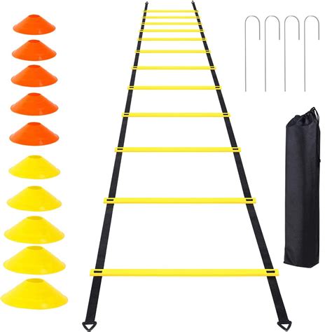 Buy Speed & Agility Athlete Training Set with Agility Ladder 20ft 12 Rungs & 12 Agility Cones ...