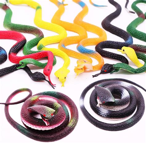 ENJOYXO Rubber Snakes Toy Realistic Snake 12Pcs Small Rainforest Snakes Decaration for Halloween ...