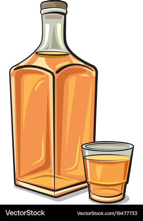 Whiskey bottle with a glass Royalty Free Vector Image