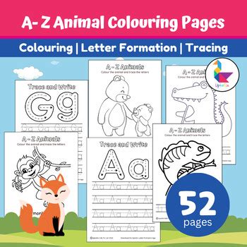 A-Z Animal Coloring Worksheets for Children by UptoSix Kids | TPT