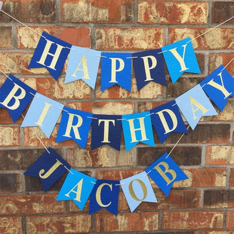 Personalized blue birthday banner! I just love these bright blue colors ...