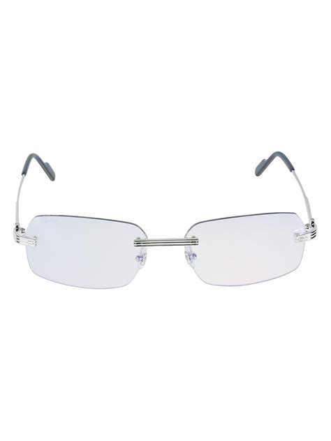 Cartier Rimless Square Glasses in White for Men | Lyst