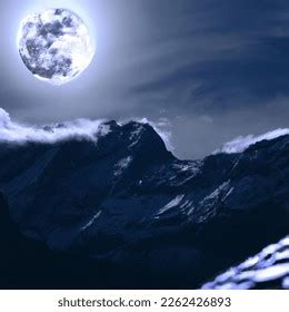 Photo Night Full Moon Mountain Range AI-generated image 2262426893 ...