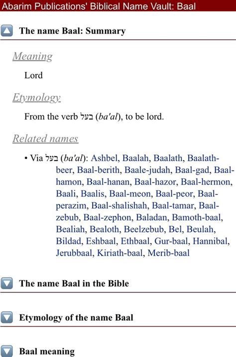 Abarim Publications' Biblical Name Vault: Baal The name Baal: Summary ...