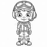 Little Pilot Ready To FlyCute Cartoon Character In Outline For  sketch template