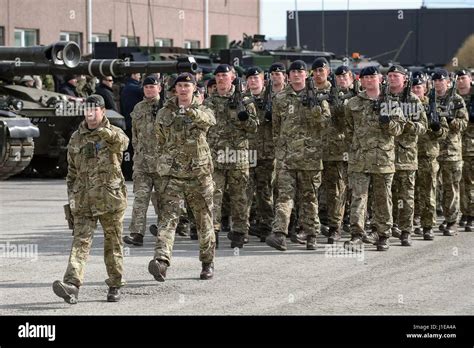 Tapa, Estonia. 20th Apr, 2017. British soldiers march in parade at the ...