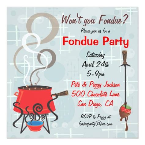 Retro Chocolate Fondue Party Invitation | Zazzle