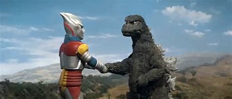 Jet Jaguar shakes Godzilla's hand after battling Megalon and Gigan | Godzilla, Godzilla vs, Kaiju