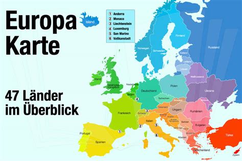 Europakarte: 47 Länder in Europa – mit kostenloser Karte