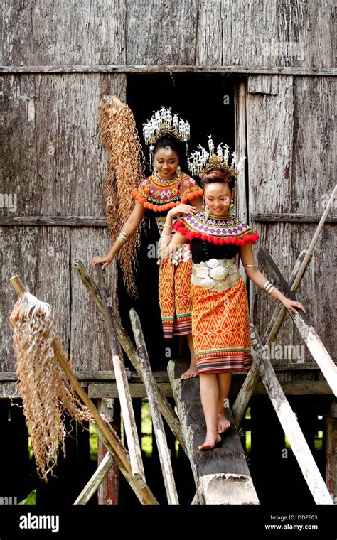 Dayak Ladies in Iban traditional costume. Kuching. Malaysia, Borneo Stock Photo - Alamy