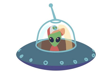 Alien spaceship icon. Cartoon ufo. Flying saucer