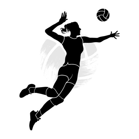 Female volleyball player flying and hitting the ball. Vector ...