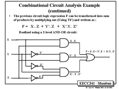 Combinational Circuit Analysis Example Given this logic circuit