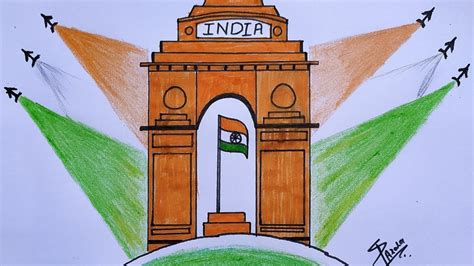 Flag Drawing, Drawing Sketches, Drawings, Independence Day Drawing, India Gate, Indian Flag ...