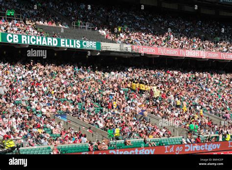 A rugby crowd at Twickenham rugby stadium home of English Stock Photo, Royalty Free Image ...