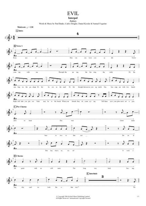 Evil Tab by Interpol (Guitar Pro) - Full Score | mySongBook