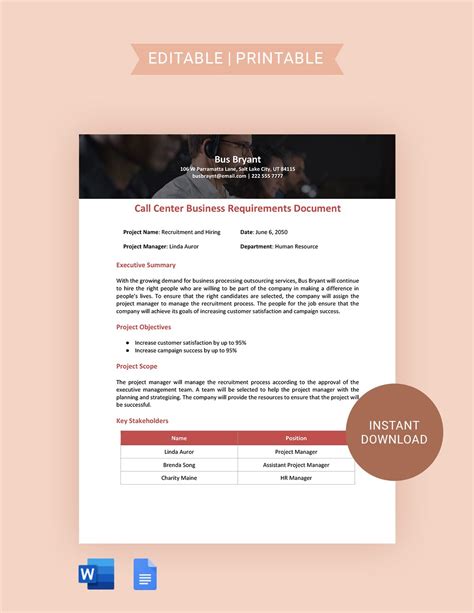 Agile Business Requirements Document Template in Word - Download | Template.net