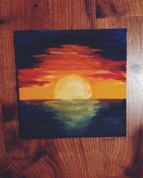 Sunset over ocean canvas painting | Canvas painting, Night painting, Painting